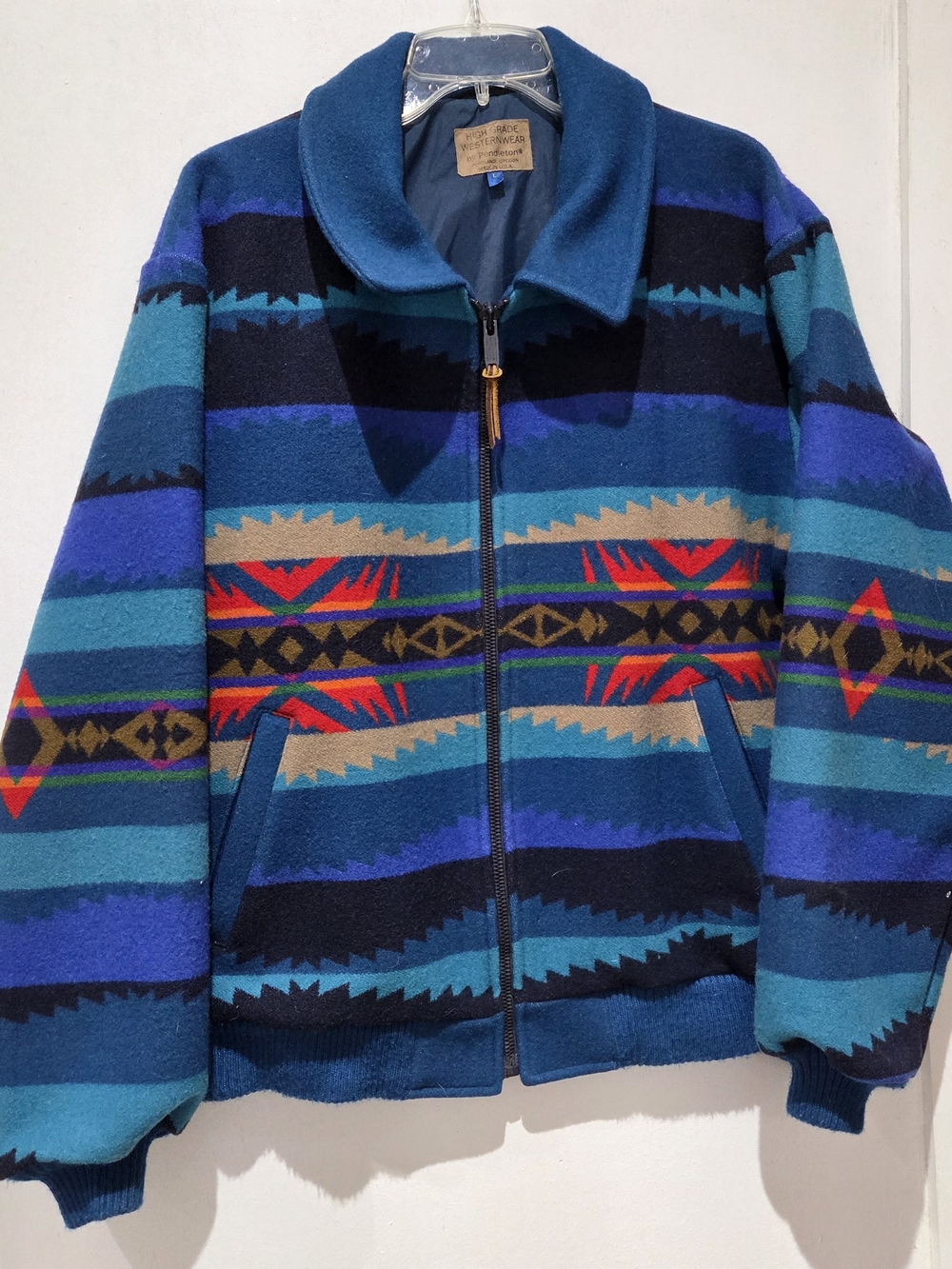Pendleton Southwestern Zip Jacket in Teal, Blue & Red